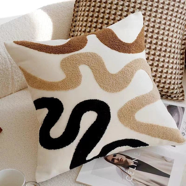 45x45cm Brown Vintage Nordic Throw Pillow Cover Cream Light Luxury Sofa Cushion
