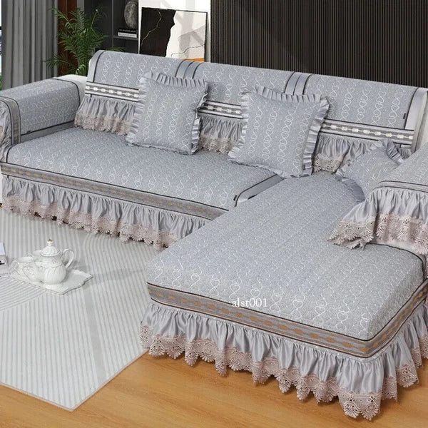 Classical Lace Couch Covers Jacquard Quilted Seat Cushion Universal Skirt Towel