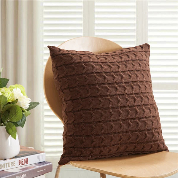 18" Knitted Cushion Waist Plain Pillow Case Sofa Bed Throw Pillow Covers Decor