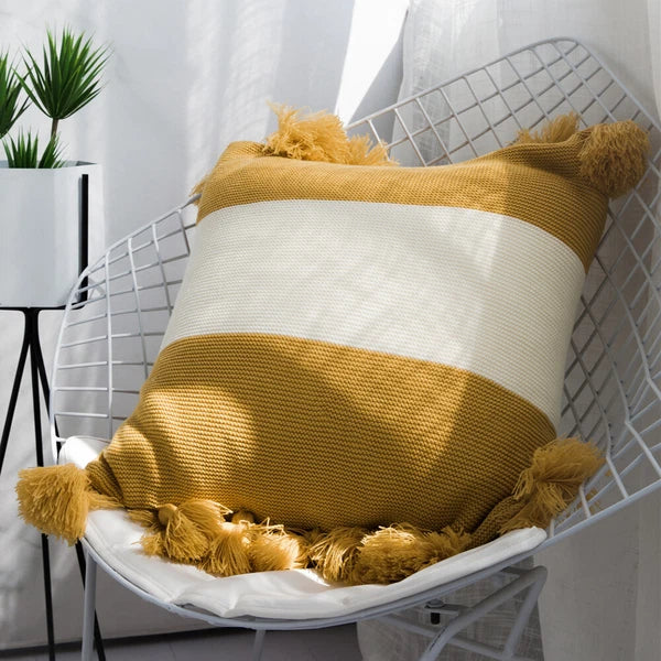 Knitted With Tassel Throw Pillowcase Sofa Office Bed Waist Cushion Pillow Cover
