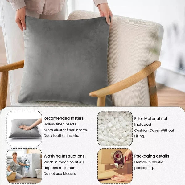 Velvet Cushion Covers Square Sofa Pillow Cases Pack of 4, 3, 2  Bed Sofa Decor