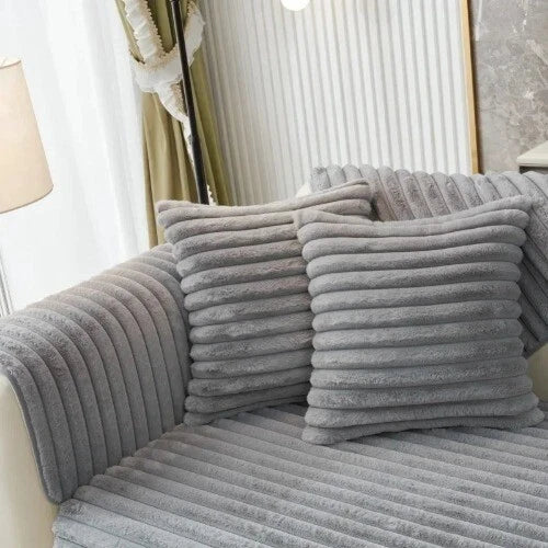 Rabbit Plush Quilted Sofa Towel Winter Warm Thick Plush Couch Cover L-shaped