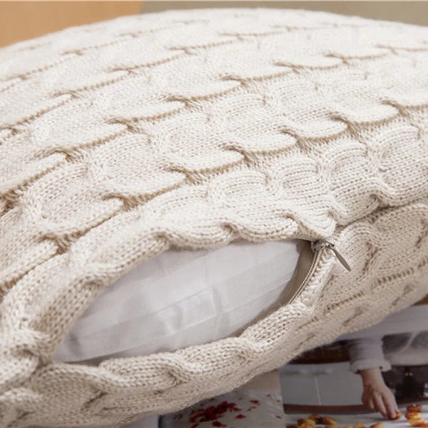 18" Knitted Cushion Waist Plain Pillow Case Sofa Bed Throw Pillow Covers Decor