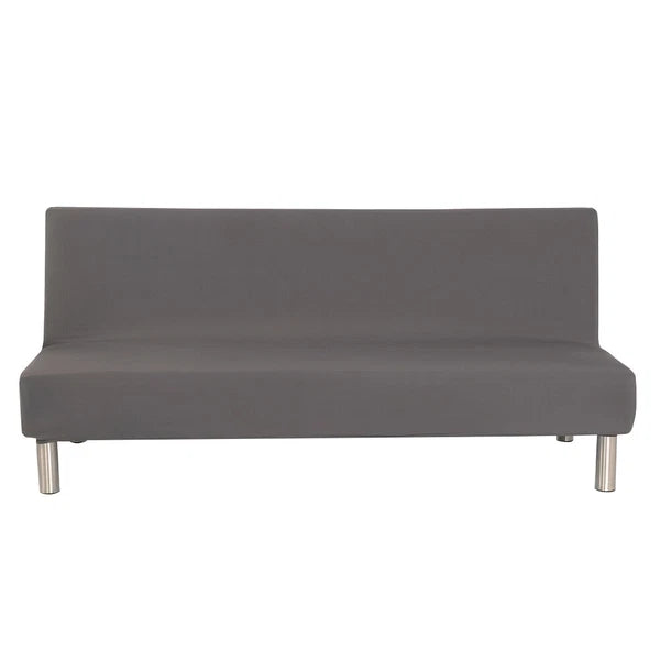 Armless Sofa Bed Cover Stretch Slipcover Solid Protector Spandex Plush Trim