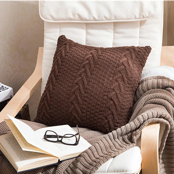 18'' Knitted Pillowcase Buttons Sofa Bed Throw Waist Cushion Covers Home Decor