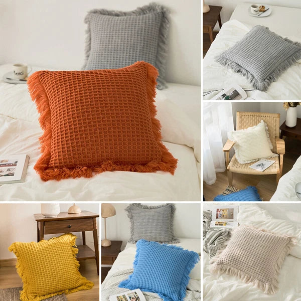 45*45cm Square Throw Pillow Case Tassel Cushion Cover Sofa Bed Pillowcase Decor