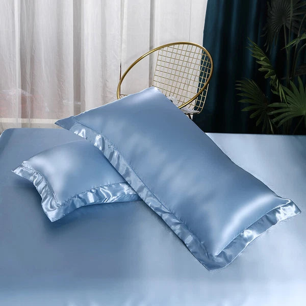 2pcs Smooth Satin Pillowcase 48*74cm Solid Color Sofa Cushion Covers Home Decor