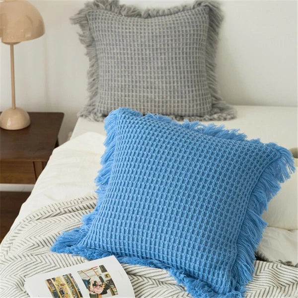 45*45cm Square Throw Pillow Case Tassel Cushion Cover Sofa Bed Pillowcase Decor