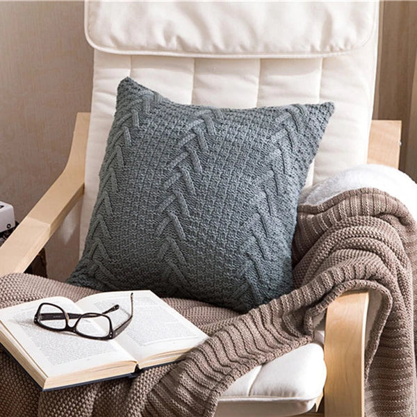 18'' Knitted Pillowcase Buttons Sofa Bed Throw Waist Cushion Covers Home Decor