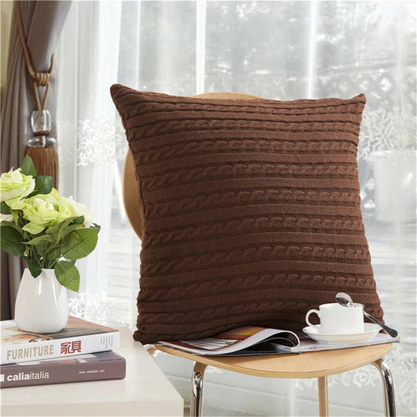 18'' Knitted Pillowcase Buttons Sofa Bed Throw Waist Cushion Covers Home Decor