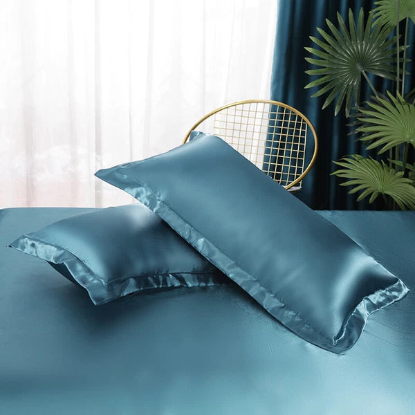 2pcs Satin Pillowcase Solid Color Pillow Covers Sofa Throw Cushion Covers Decor