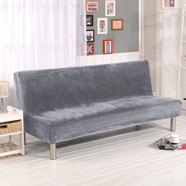Velvet Armless Sofa Bed Cover Folding Futon Cover Sofa Slipcover 180-210cm