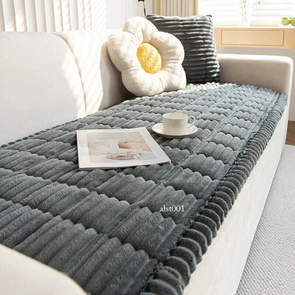 New Corduroy Quilted Sofa Towel Winter Warm Thickening Plush Cushion Couch Cover
