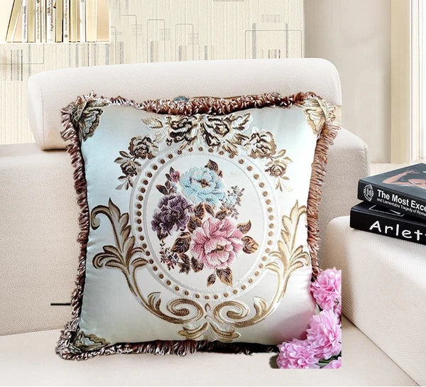 22x22" Classic Vintage Cushion COVER Jacquard Floral Sofa Home Decor Pillow Case