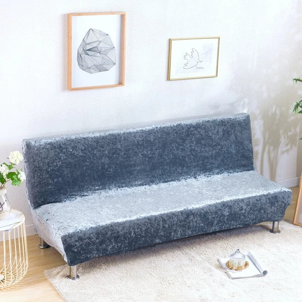 Velvet Thick Futon Cover Armless Sofa Bed Cover Stretch Folding Couch Slipcover