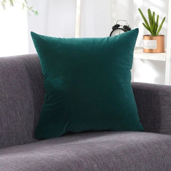 2 X Throw Pillowcase Velvet Cover Solid Square Soft for Couch Bed Sofa
