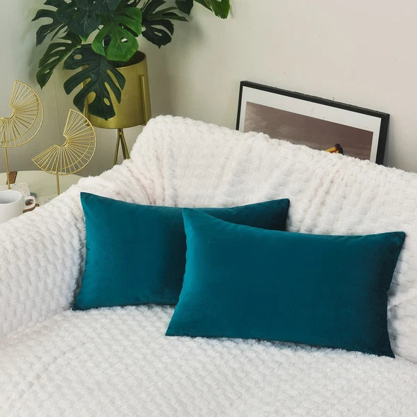 Plain Velvet Cushions Covers 30x51 cm Luxury Soft Velvet Sofa Bed Pillow Cases