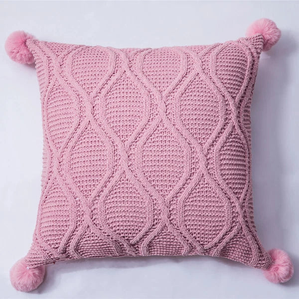 18" Knitted Pillow Case Sofa Bed Soft Pompom Ball Waist Throw Cushions Cover New