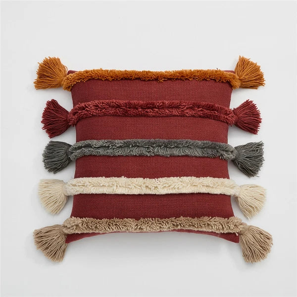 Knitted Pillowcase Throw Waist Cushion Cover Tassel Pillow Case Sofa Bed 45*45cm