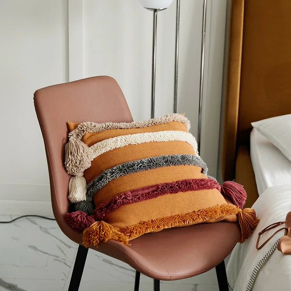 Knitted Pillowcase Throw Waist Cushion Cover Tassel Pillow Case Sofa Bed 45*45cm