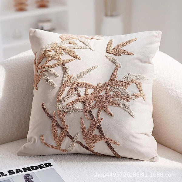45x45cm Brown Vintage Nordic Throw Pillow Cover Cream Light Luxury Sofa Cushion