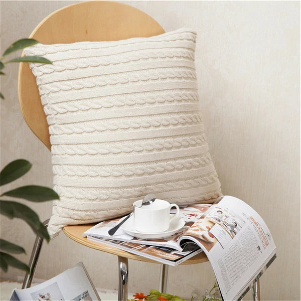 18'' Knitted Pillowcase Buttons Sofa Bed Throw Waist Cushion Covers Home Decor