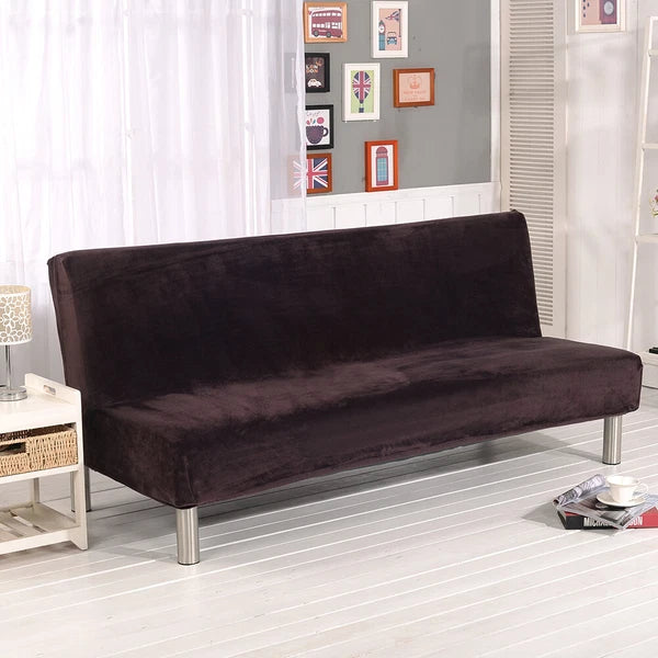 Velvet Armless Sofa Bed Cover Folding Futon Cover Sofa Slipcover 180-210cm