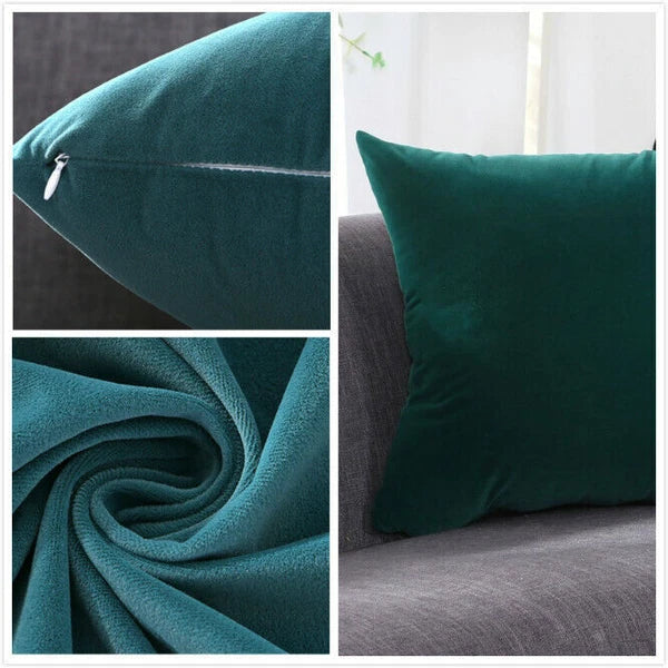 2 X Throw Pillowcase Velvet Cover Solid Square Soft for Couch Bed Sofa