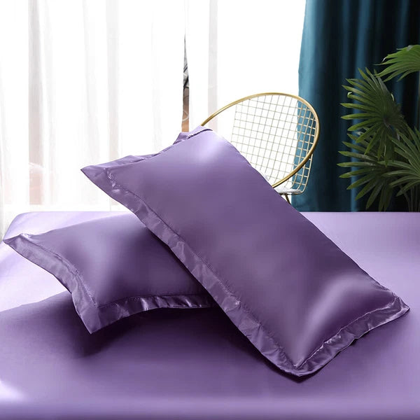 2pcs Smooth Satin Pillowcase 48*74cm Solid Color Sofa Cushion Covers Home Decor