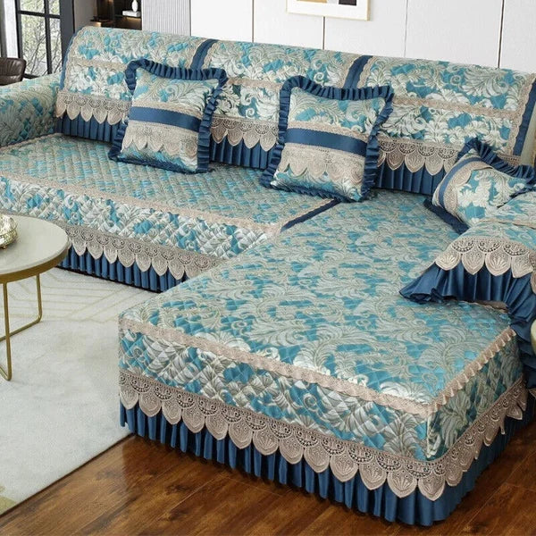 Classical Lace Couch Covers Jacquard Quilted Seat Cushion Universal Skirt Towel