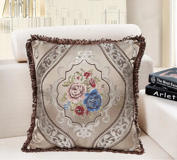 22x22" Classic Vintage Cushion COVER Jacquard Floral Sofa Home Decor Pillow Case