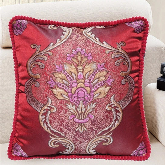 22x22" Classic Vintage Cushion COVER Jacquard Floral Sofa Home Decor Pillow Case