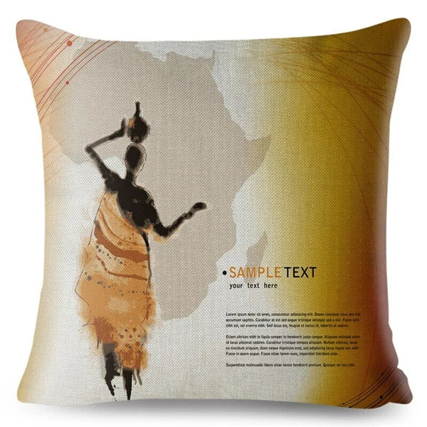 African Girl Style Design Linen Pillow Case Printed Car Cushion Cover Sofa Bed